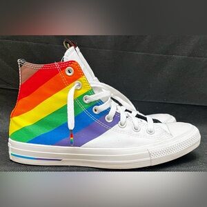 Converse Unisex Chuck Taylor All Star Pride High Sneakers White Size M 7 W 9